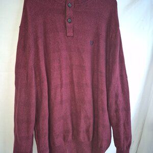 CHAPS Mens Size 3X Burgundy Cotton 3 Button Pullover Sweater